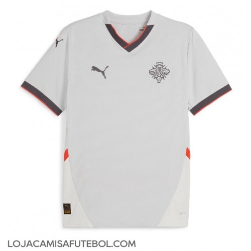 Camisa de Futebol Islândia Equipamento Secundário 2024 Manga Curta